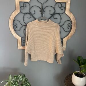Anthropologie Camel Ribbed Turtleneck Sweater